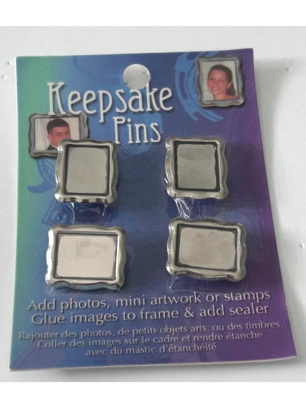 Keepsake Pins Frame Brooch Mini Photos Artwork Or Stamps Jewelry Craft Set Of 4